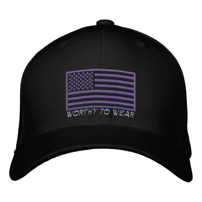 US Flag - Worthy To Wear Embroidered Baseball Cap (Front)