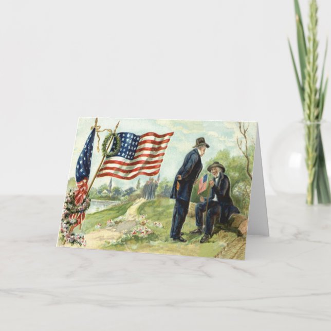 US Flag Wreath Church Veterans Holiday Card (Front)