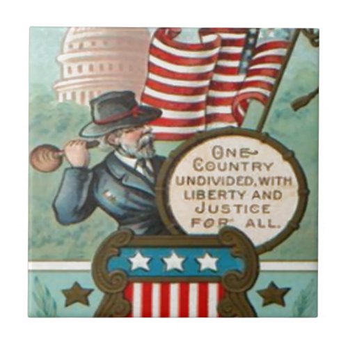 US Flag Wreath Civil War Union Soldier Congress Dr Tile