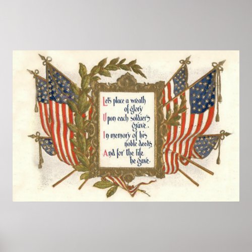 US Flag Wreath Memorial Day Poster
