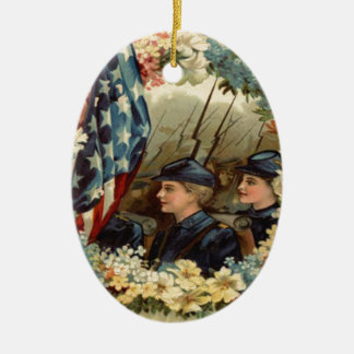 US Flag Wreath Parade March Civil War Ceramic Ornament