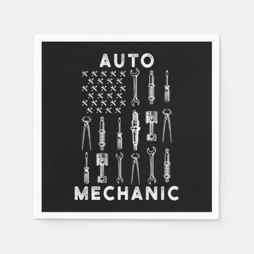 US Flag Wrench Workshop Screwdriver Mechanic Gift Napkins