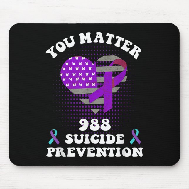 Us Flag You 988 Suicide Prevention Awareness Ribbo Mouse Pad (Front)