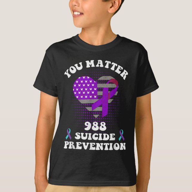Us Flag You 988 Suicide Prevention Awareness Ribbo T-Shirt (Front)