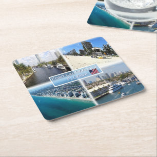 US Florida - Fort Lauderdale - The New River - Square Paper Coaster