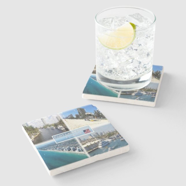 US Florida - Fort Lauderdale - The New River - Stone Coaster (Side)