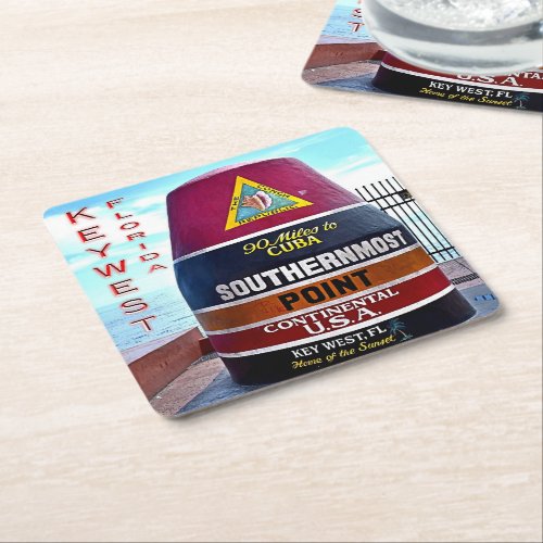 US Florida _ Key West _ Southernmost point buoy _ Square Paper Coaster