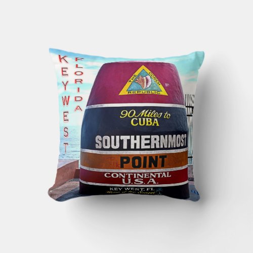 US Florida _ Key West _ Southernmost point buoy _ Throw Pillow