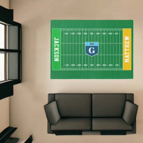 US Football Field with Custom Names and Letter Rug