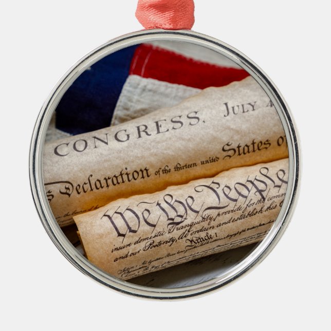 US Founding Documents Metal Ornament (Front)