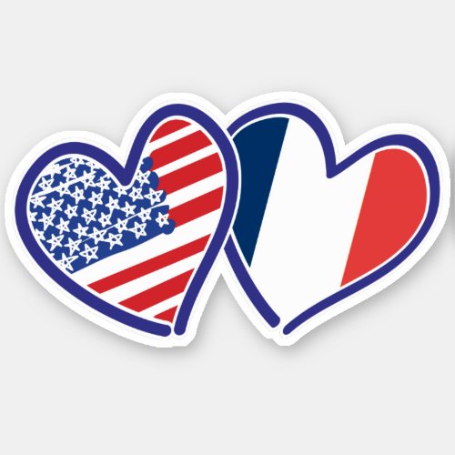 US France Hearts Sticker