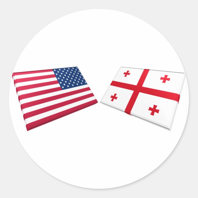 US & Georgia Republic Flags Classic Round Sticker (Front)