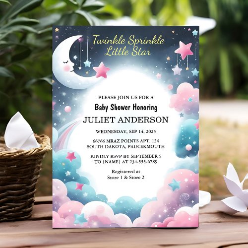 Us Glitter Twinkle Twinkle Little Star Baby Shower Invitation