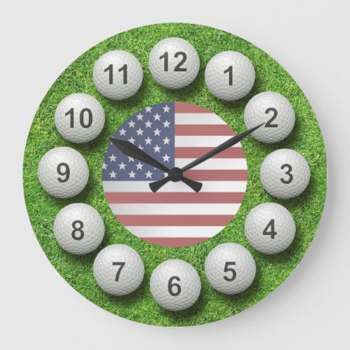 US Golf Balls Timepiece Large Clock