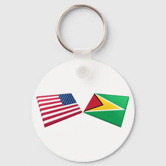US & Guyana Flags Keychain
