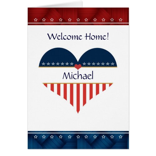 US Heart Welcome Home Personalized Blank Card