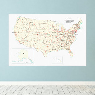 US Highways Road Map American United States 60x40 Photo Print