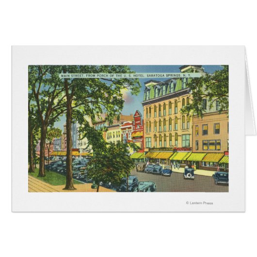 US Hotel Porch View of Main Street Cards (Front Horizontal)