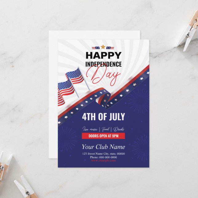 Us Independent Celebration Party Invitation Flyer (Front/Back In Situ)