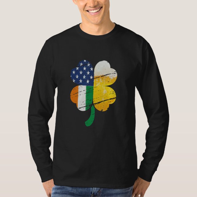 US Irish Flag Drinking Beer T-Shirt (Front)