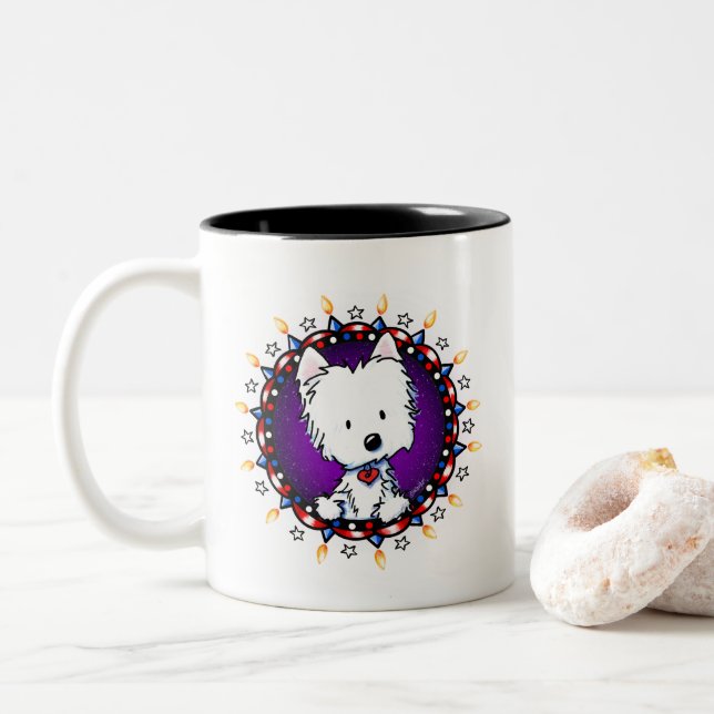 US July 4th Westie Two-Tone Coffee Mug (With Donut)
