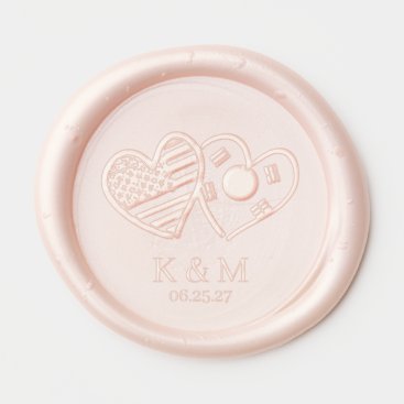 US Korea Hearts Flags Wax Seal Sticker US Korea Hearts Flags Wax Seal Sticker