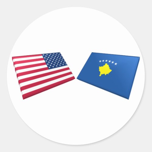 US  Kosovo Flags Classic Round Sticker