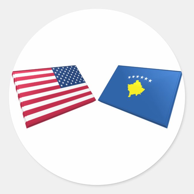 US & Kosovo Flags Classic Round Sticker (Front)