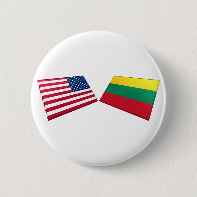 US & Lithuania Flags Pinback Button (Front)
