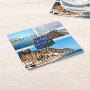 US Los Angeles - Malibu - Lagoon - Pier - beach Square Paper Coaster