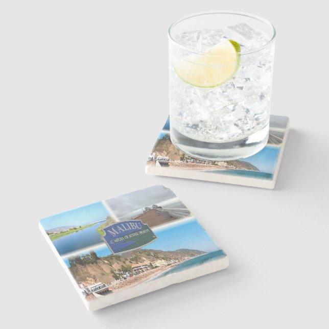 US Los Angeles - Malibu - Lagoon - Pier - beach Stone Coaster (Side)
