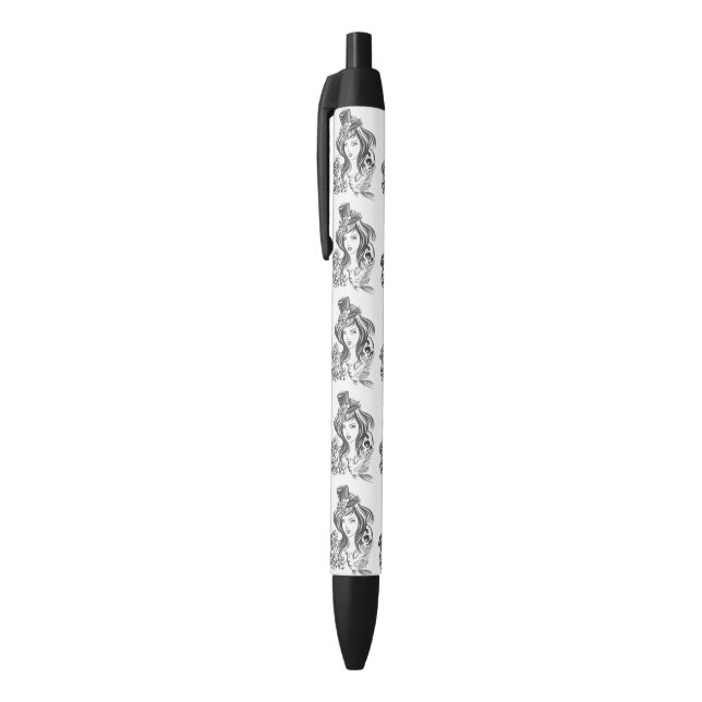 US Made Black & White Hand Painted Coffee Art Pen (Top (Vertical))