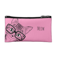 Us Made Nerdy Cat Art 2-sided Satin Makeup Pouch at Zazzle