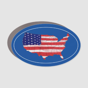 US Map And Flag Car Magnet