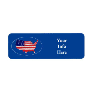 US Map And Flag Label