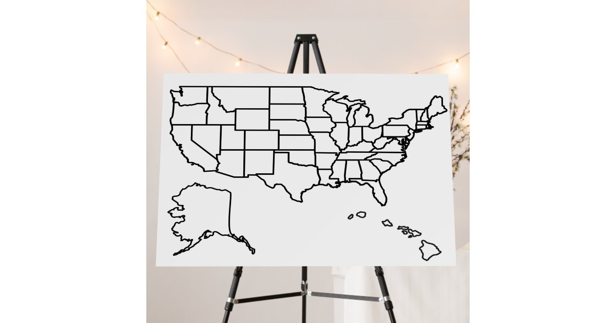 US Map Blank Outline United States Foam Board | Zazzle