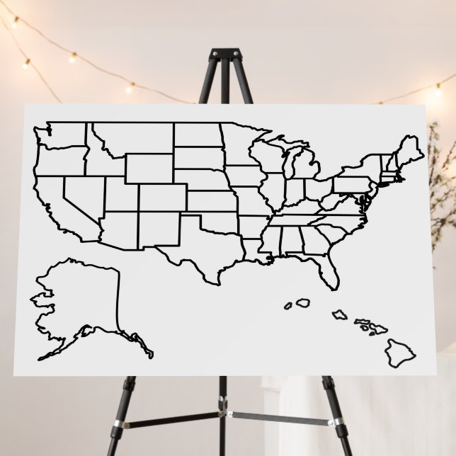 US Map Blank Outline United States Foam Board (In Situ (Stand))