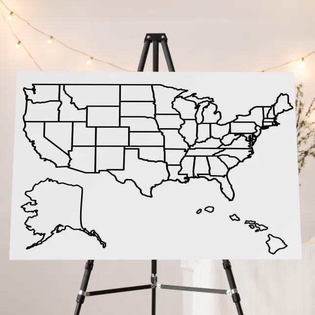 US Map Blank Outline United States Foam Board | Zazzle