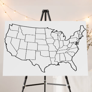 US Map Blank Outline United States Foam Board
