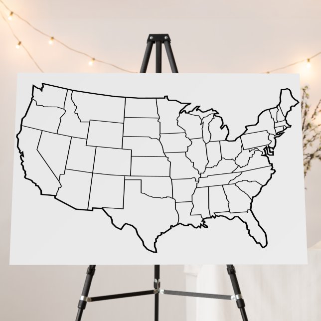 US Map Blank Outline United States Foam Board (In Situ (Stand))