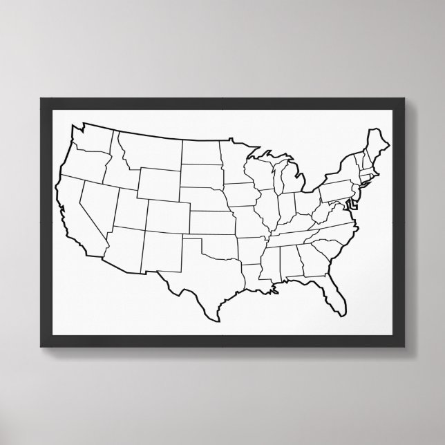 US Map Blank Outline United States Framed Art (Framed Front)