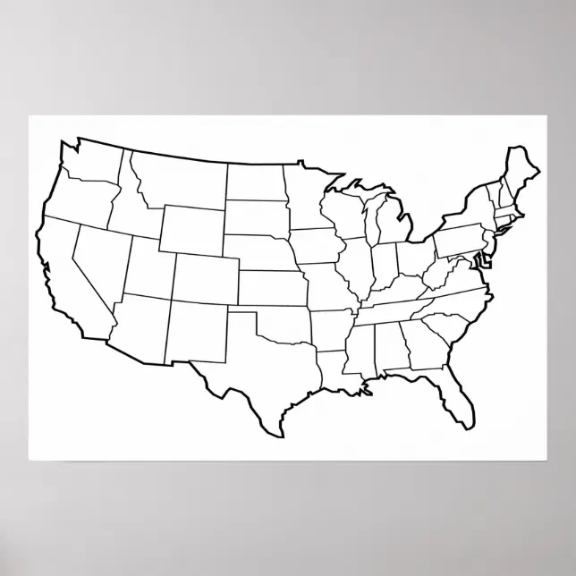 US Map Blank Outline United States Poster | Zazzle