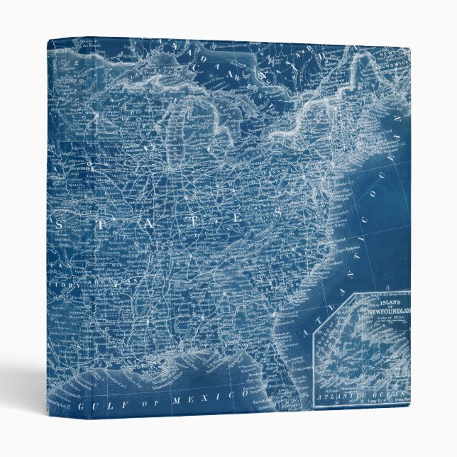 US Map Blueprint 3 Ring Binder (Front/Spine)