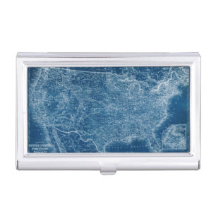 US Map Blueprint Business Card Case