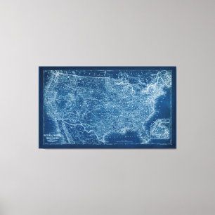US Map Blueprint Canvas Print