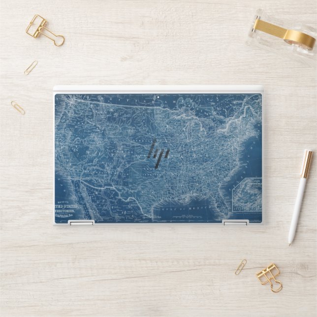 US Map Blueprint HP Laptop Skin (Desk)