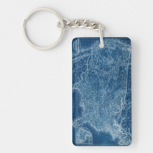 US Map Blueprint Keychain (Front)