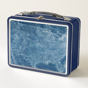 US Map Blueprint Metal Lunch Box