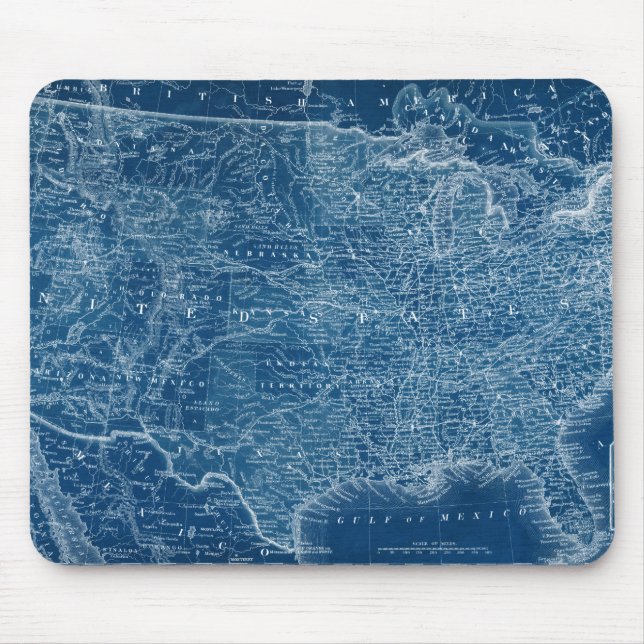 US Map Blueprint Mouse Pad (Front)