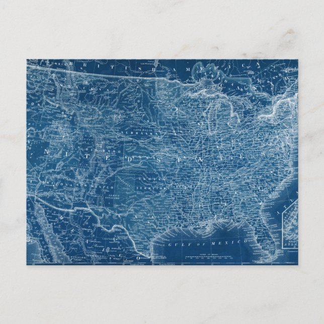 US Map Blueprint Postcard (Front)